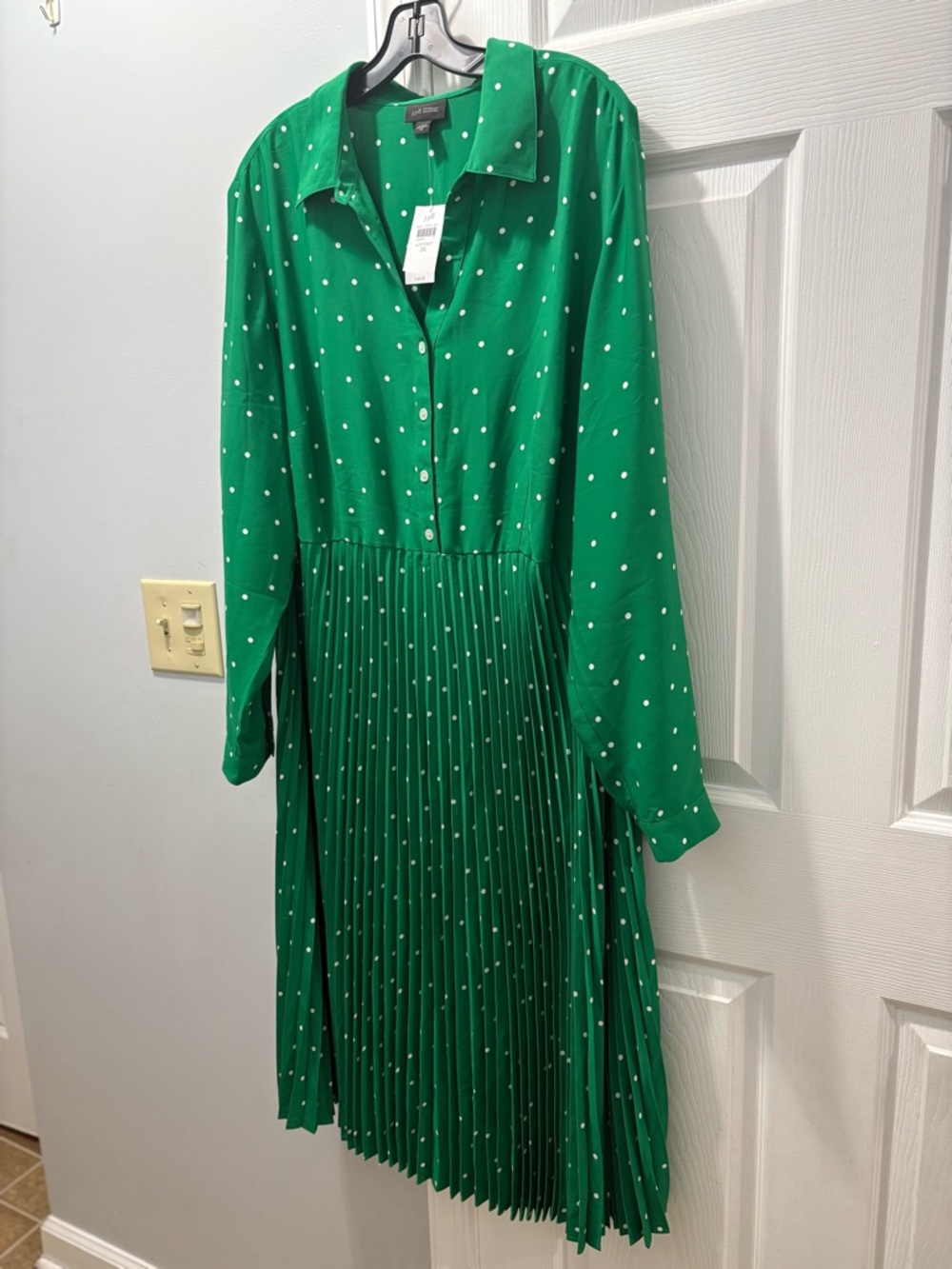 J. Jill Wearever Polka Dot Pleated Midi Shirt Dress Size 3X NWT